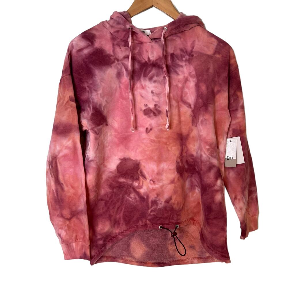NEW bp High Low Pink Purple Tie Dye Fleece Hoodie Size XS
